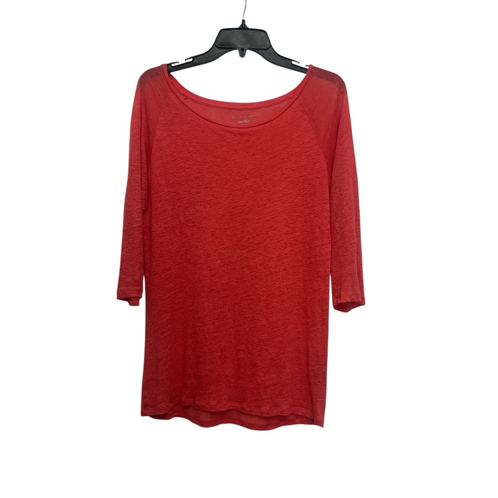 Magestic Paris For Neiman Marcus Linen Top Size 2 Small Boat Neck Dark Pink